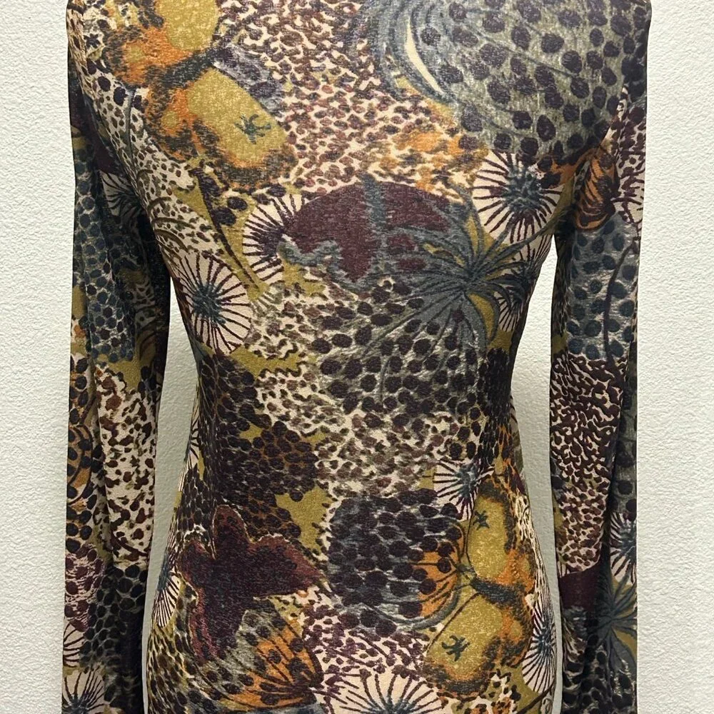 Karen Kane long sleeve sheer brown multi floral tunic, large - Picture 3 of 6
